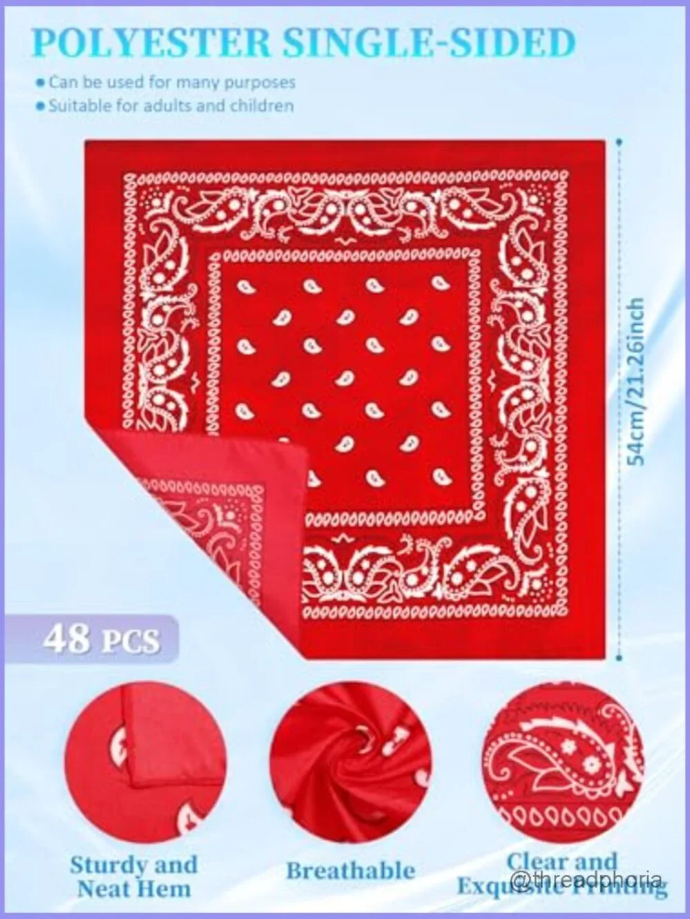 48 Paisley Bandanas - Unisex Square Scarf